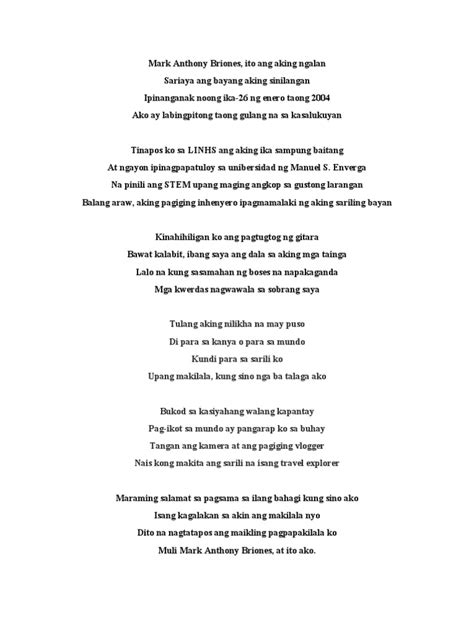 Tula Tungkol sa Sarili (6 Tula) .